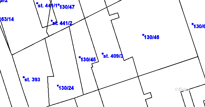 Parcela st. 409/3 v KÚ Chodov u Domažlic, Katastrální mapa