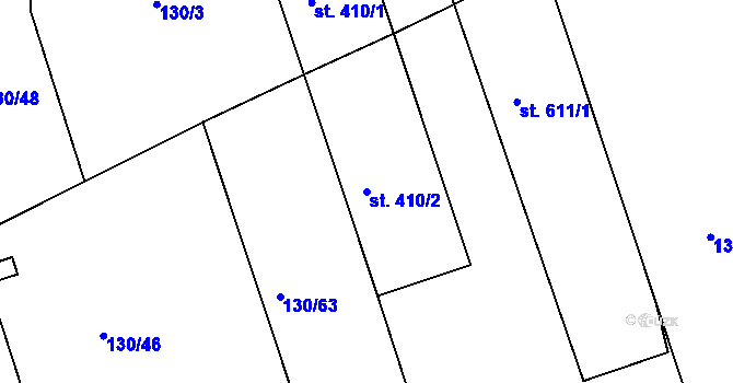 Parcela st. 410/2 v KÚ Chodov u Domažlic, Katastrální mapa