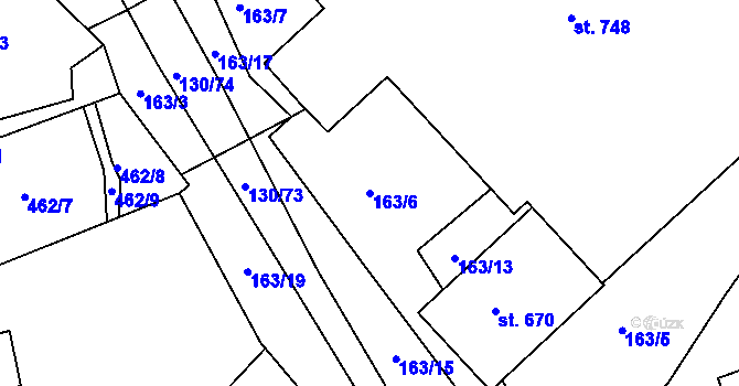 Parcela st. 163/6 v KÚ Chodov u Domažlic, Katastrální mapa