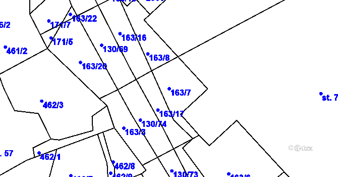 Parcela st. 163/7 v KÚ Chodov u Domažlic, Katastrální mapa