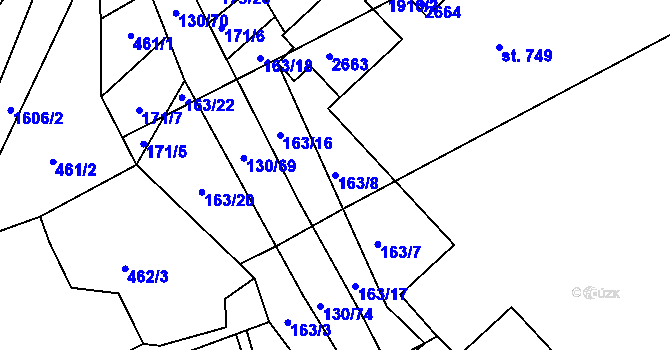 Parcela st. 163/8 v KÚ Chodov u Domažlic, Katastrální mapa
