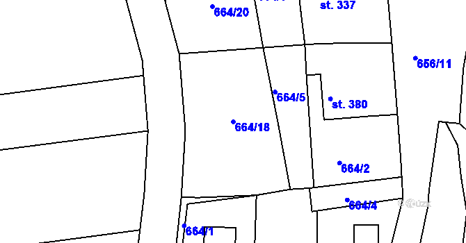 Parcela st. 664/18 v KÚ Chodov u Domažlic, Katastrální mapa