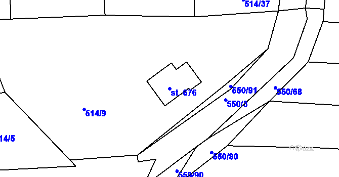 Parcela st. 676 v KÚ Chodov u Domažlic, Katastrální mapa