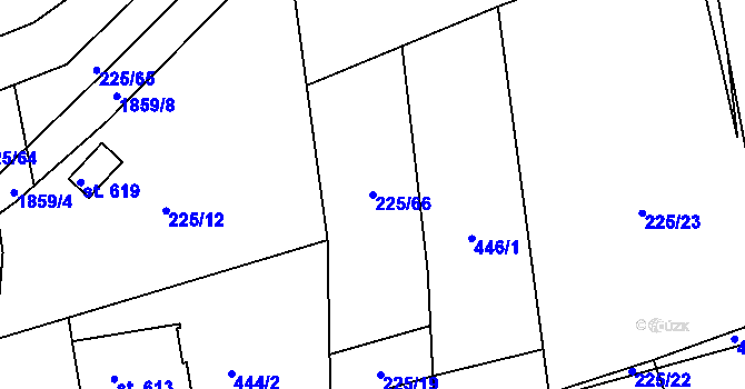 Parcela st. 225/66 v KÚ Chodov u Domažlic, Katastrální mapa