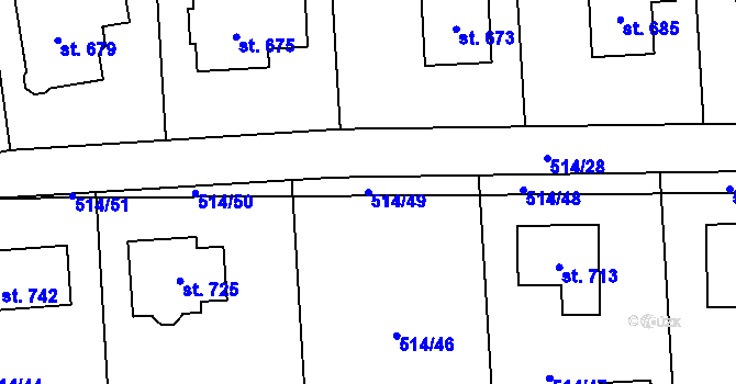 Parcela st. 514/49 v KÚ Chodov u Domažlic, Katastrální mapa