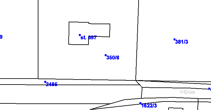 Parcela st. 350/8 v KÚ Chodov u Domažlic, Katastrální mapa
