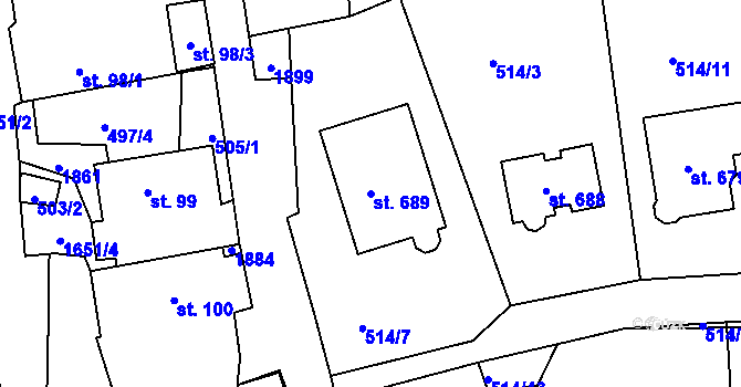Parcela st. 689 v KÚ Chodov u Domažlic, Katastrální mapa