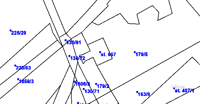 Parcela st. 657 v KÚ Chodov u Domažlic, Katastrální mapa
