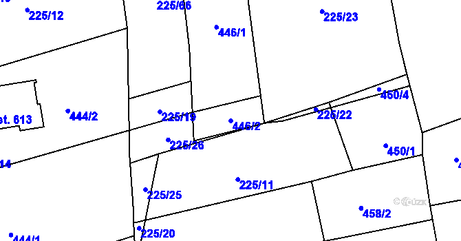 Parcela st. 446/2 v KÚ Chodov u Domažlic, Katastrální mapa
