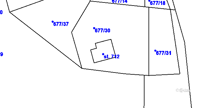 Parcela st. 712 v KÚ Chodov u Domažlic, Katastrální mapa