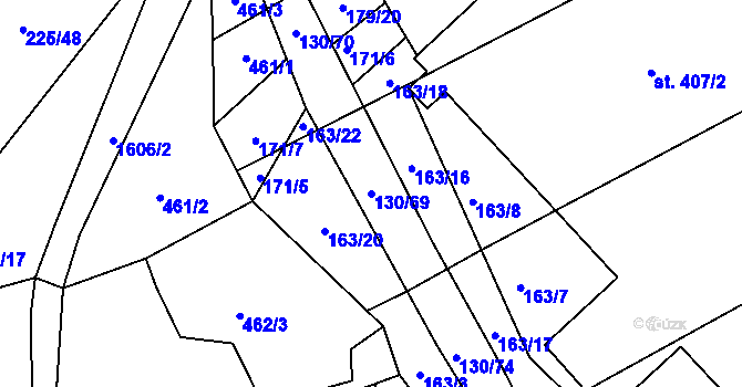 Parcela st. 130/69 v KÚ Chodov u Domažlic, Katastrální mapa