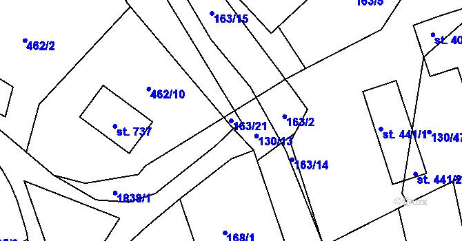 Parcela st. 163/21 v KÚ Chodov u Domažlic, Katastrální mapa
