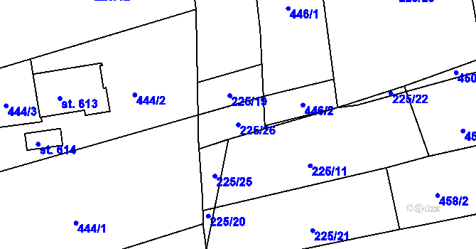 Parcela st. 225/26 v KÚ Chodov u Domažlic, Katastrální mapa