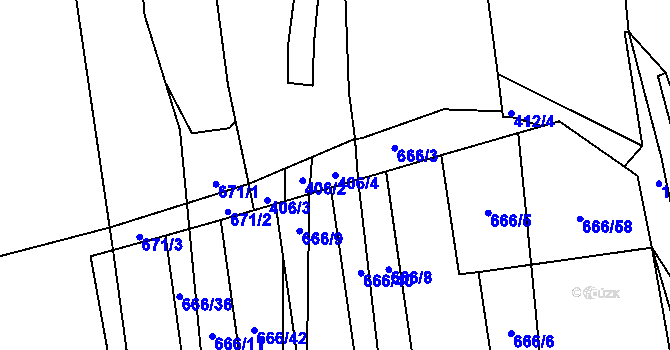 Parcela st. 406/4 v KÚ Chodov u Domažlic, Katastrální mapa