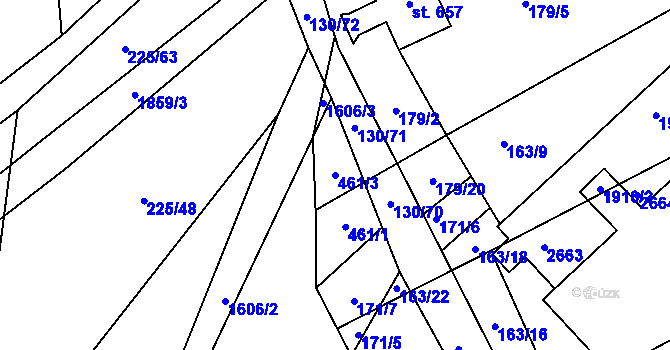 Parcela st. 461/3 v KÚ Chodov u Domažlic, Katastrální mapa
