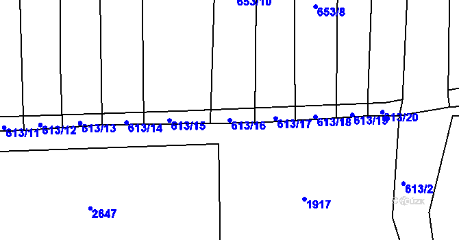 Parcela st. 613/16 v KÚ Chodov u Domažlic, Katastrální mapa