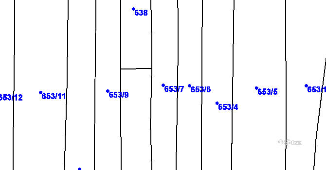 Parcela st. 653/7 v KÚ Chodov u Domažlic, Katastrální mapa