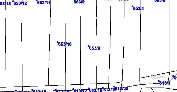 Parcela st. 653/8 v KÚ Chodov u Domažlic, Katastrální mapa