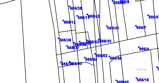 Parcela st. 666/57 v KÚ Chodov u Domažlic, Katastrální mapa