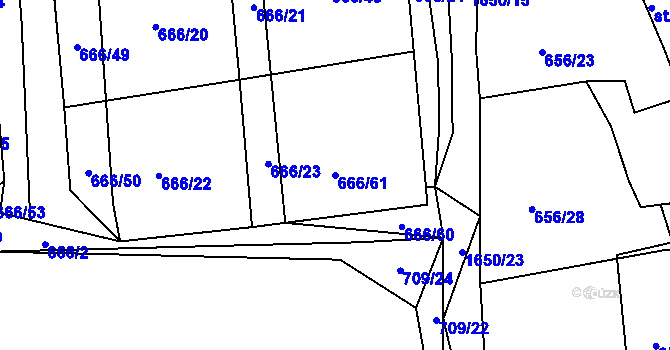 Parcela st. 666/61 v KÚ Chodov u Domažlic, Katastrální mapa