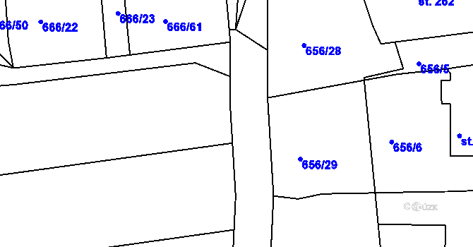 Parcela st. 709/22 v KÚ Chodov u Domažlic, Katastrální mapa