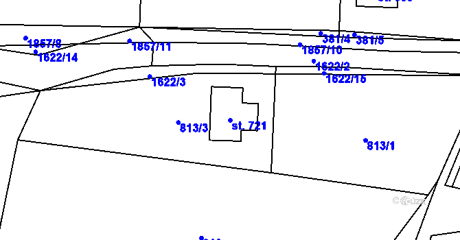 Parcela st. 721 v KÚ Chodov u Domažlic, Katastrální mapa