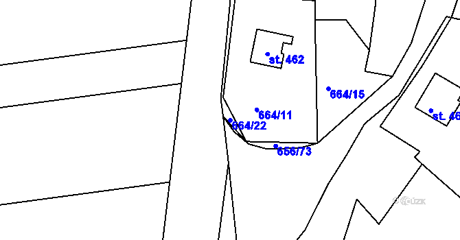 Parcela st. 664/22 v KÚ Chodov u Domažlic, Katastrální mapa