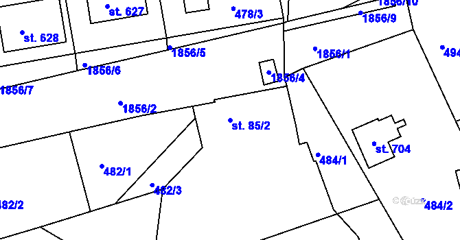 Parcela st. 85/2 v KÚ Chodov u Domažlic, Katastrální mapa