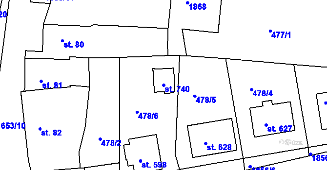 Parcela st. 740 v KÚ Chodov u Domažlic, Katastrální mapa