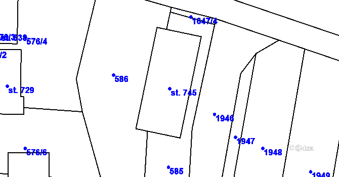 Parcela st. 745 v KÚ Chodov u Domažlic, Katastrální mapa