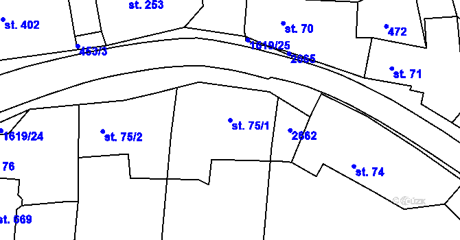 Parcela st. 75/1 v KÚ Chodov u Domažlic, Katastrální mapa