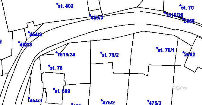 Parcela st. 75/2 v KÚ Chodov u Domažlic, Katastrální mapa