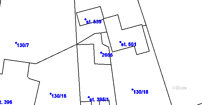 Parcela st. 2666 v KÚ Chodov u Domažlic, Katastrální mapa