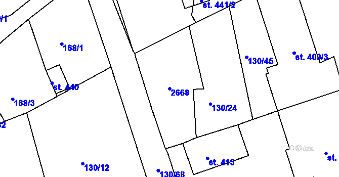 Parcela st. 2668 v KÚ Chodov u Domažlic, Katastrální mapa