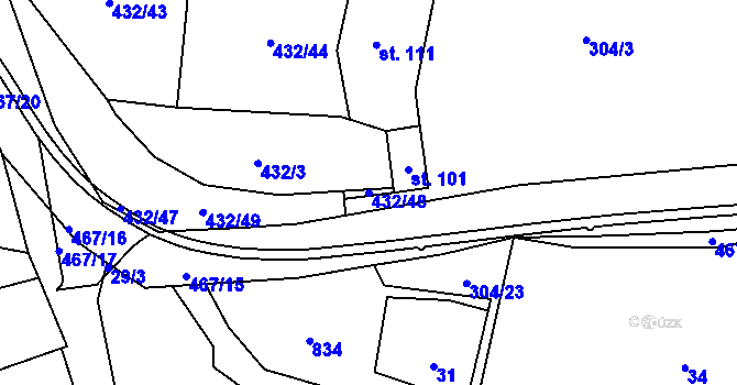 Parcela st. 432/48 v KÚ Chodov u Bečova nad Teplou, Katastrální mapa