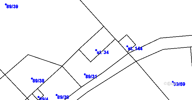 Parcela st. 34 v KÚ Chodov u Bečova nad Teplou, Katastrální mapa