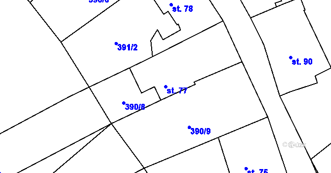 Parcela st. 77 v KÚ Chodov u Bečova nad Teplou, Katastrální mapa