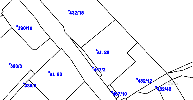 Parcela st. 88 v KÚ Chodov u Bečova nad Teplou, Katastrální mapa