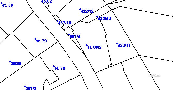 Parcela st. 89/2 v KÚ Chodov u Bečova nad Teplou, Katastrální mapa