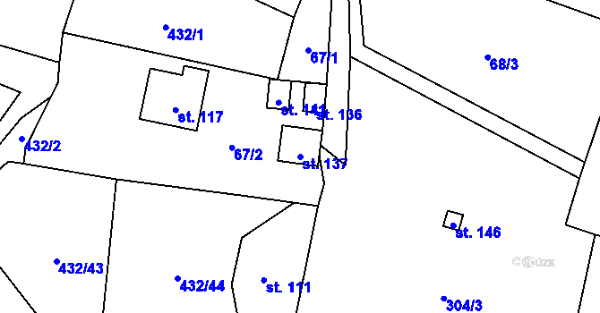 Parcela st. 137 v KÚ Chodov u Bečova nad Teplou, Katastrální mapa