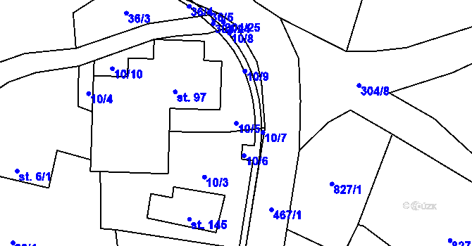 Parcela st. 10/5 v KÚ Chodov u Bečova nad Teplou, Katastrální mapa