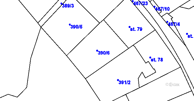 Parcela st. 390/6 v KÚ Chodov u Bečova nad Teplou, Katastrální mapa
