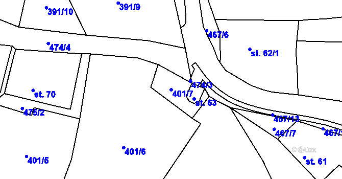 Parcela st. 401/7 v KÚ Chodov u Bečova nad Teplou, Katastrální mapa