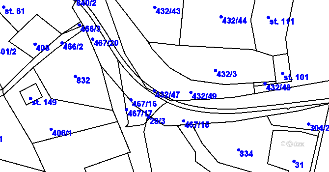 Parcela st. 432/2 v KÚ Chodov u Bečova nad Teplou, Katastrální mapa