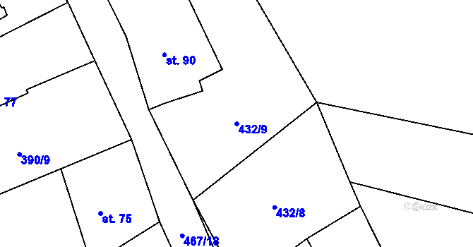 Parcela st. 432/9 v KÚ Chodov u Bečova nad Teplou, Katastrální mapa