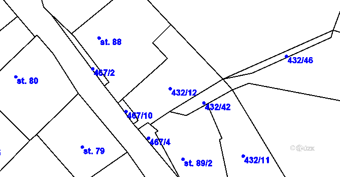 Parcela st. 432/12 v KÚ Chodov u Bečova nad Teplou, Katastrální mapa