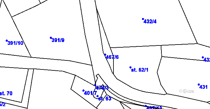 Parcela st. 467/6 v KÚ Chodov u Bečova nad Teplou, Katastrální mapa