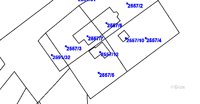 Parcela st. 2557/12 v KÚ Dolní Chodov, Katastrální mapa