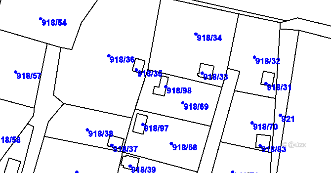 Parcela st. 918/98 v KÚ Dolní Chodov, Katastrální mapa