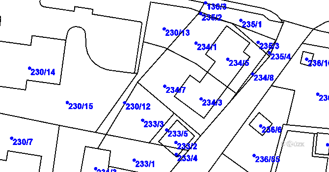 Parcela st. 234/7 v KÚ Dolní Chodov, Katastrální mapa